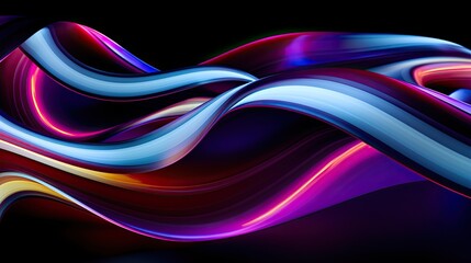 Neon curves creating an optical effect of movement