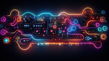 Neon curves and spirals in the style of electronic music