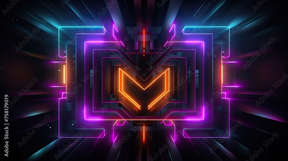 Poster neon shapes creating a three dimensional effect