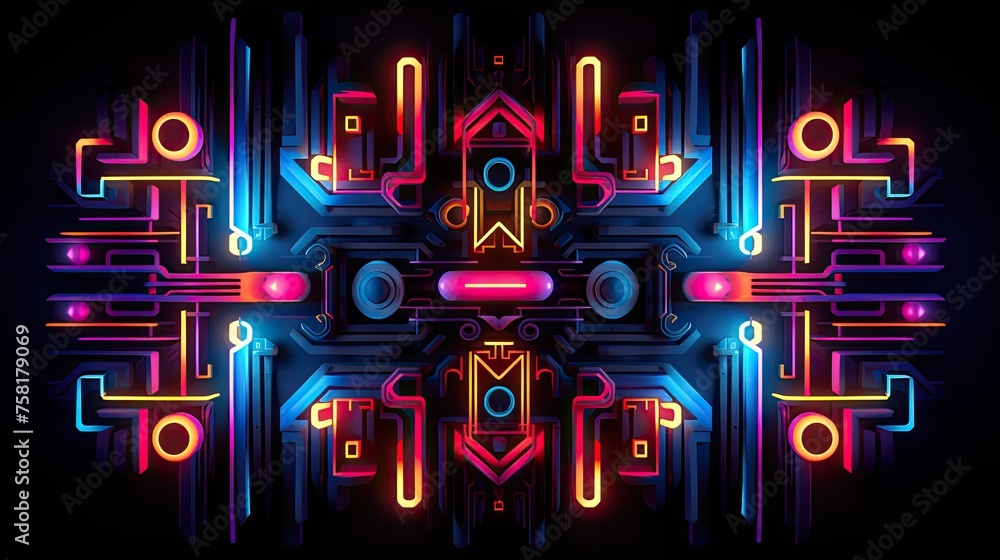 Poster neon shapes creating visual rhythm
