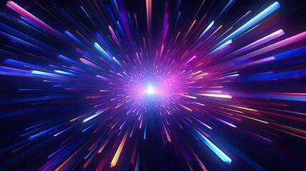 Neon shapes creating a visual effect of hyperspace