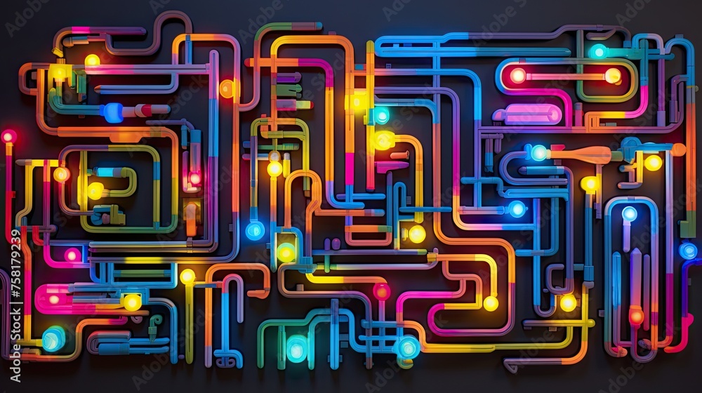Poster neon shapes that create a visual rhythm