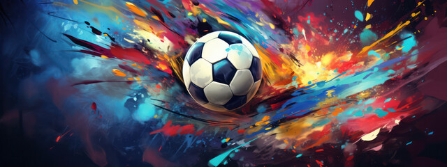Kick Off: A Vibrant Soccer Tournament with a Modern Twist of Abstract Design, Colorful Clouds, and an Exciting Stadium Atmosphere