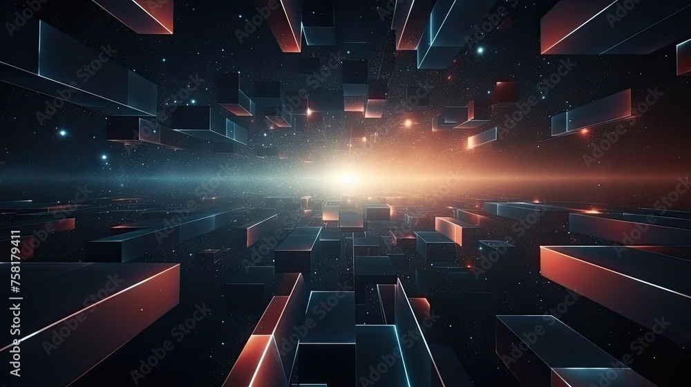 Aufkleber geometric background in space sci fi style using geometric shapes and star elements