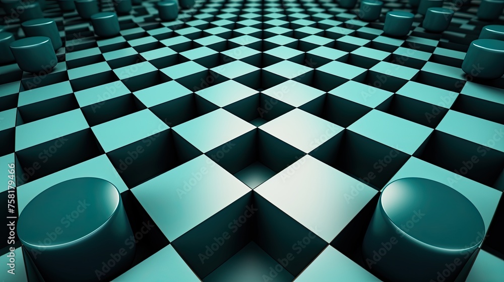 Poster geometric background with checkerboard patterns