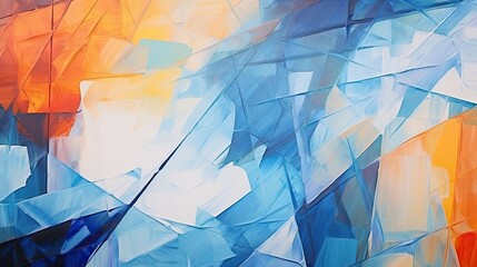 Geometric background in abstract expressionism style with emotional colors and painterly movements