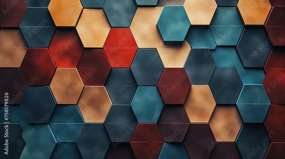 Poster geometric background with hexagon shaped elements