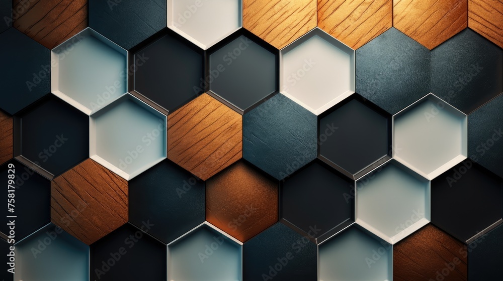 Poster geometric background with hexagon shaped elements