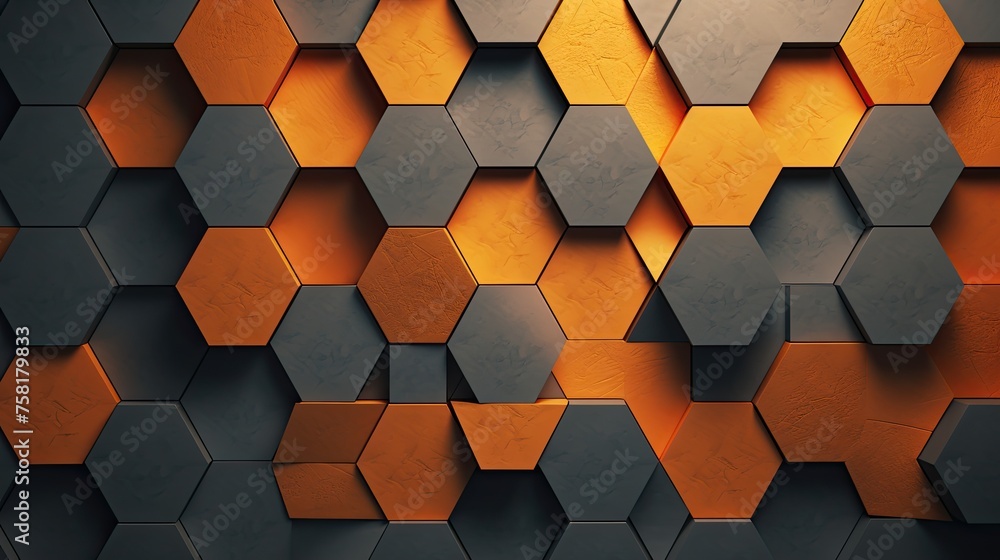 Poster geometric background with hexagon shaped elements