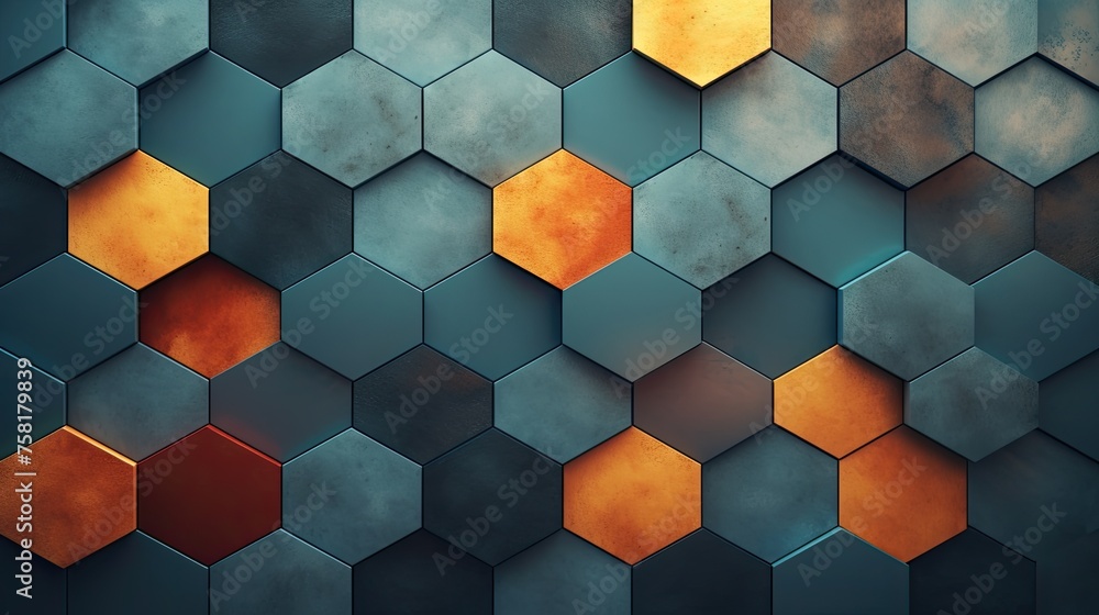 Poster geometric background with hexagon shaped elements