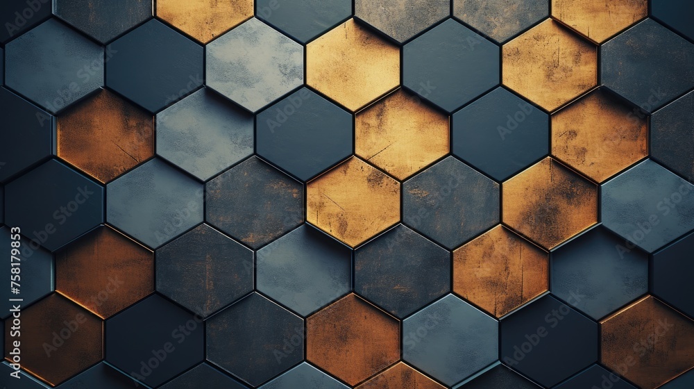 Poster geometric background with hexagon shaped elements