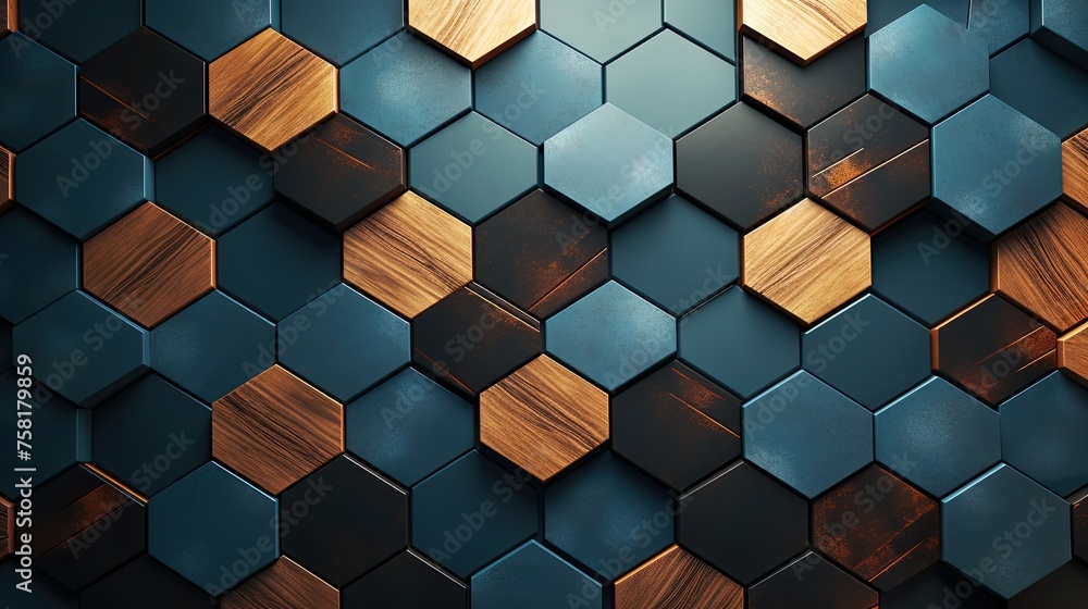 Poster geometric background with hexagon shaped elements