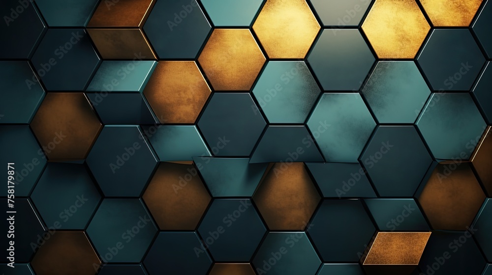 Poster geometric background with hexagon shaped elements