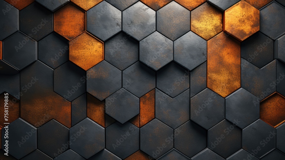 Poster geometric background with hexagon shaped elements