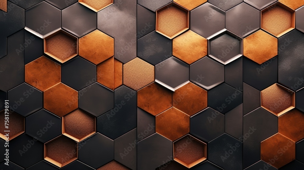 Poster geometric background with hexagon shaped elements