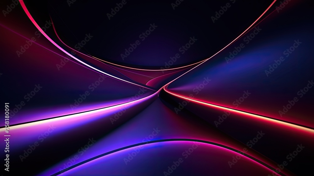 Poster geometric background with neon intersecting curves
