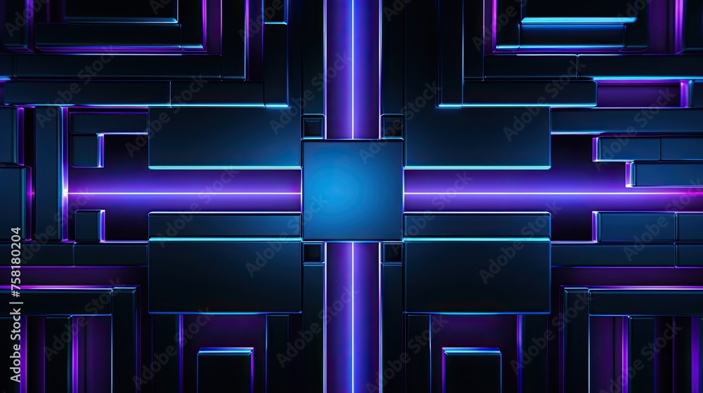 Poster geometric background with neon rectangles and parallel lines