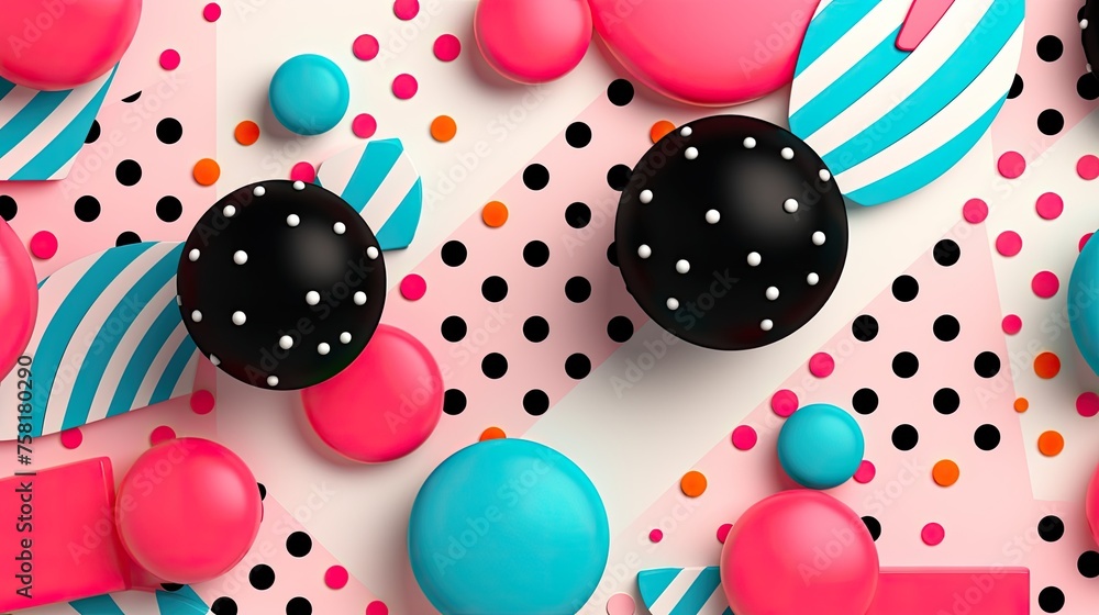 Poster geometric background with polka dot patterns