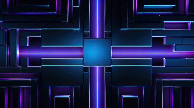 Geometric background with neon rectangles and parallel lines