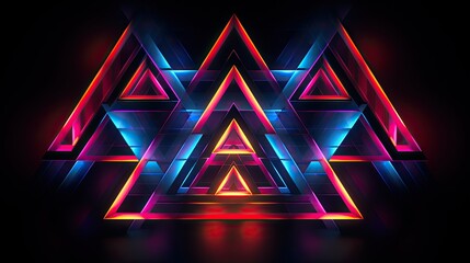 Geometric shapes with neon perspectives and contours - obrazy, fototapety, plakaty