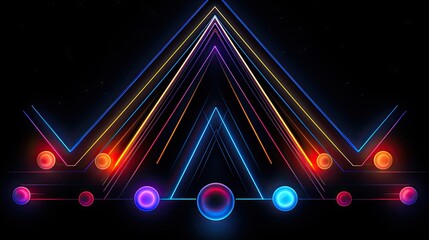 Obraz premium Geometric shapes with neon perspectives and contours