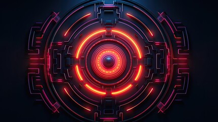 Geometric shapes with neon spiral lines