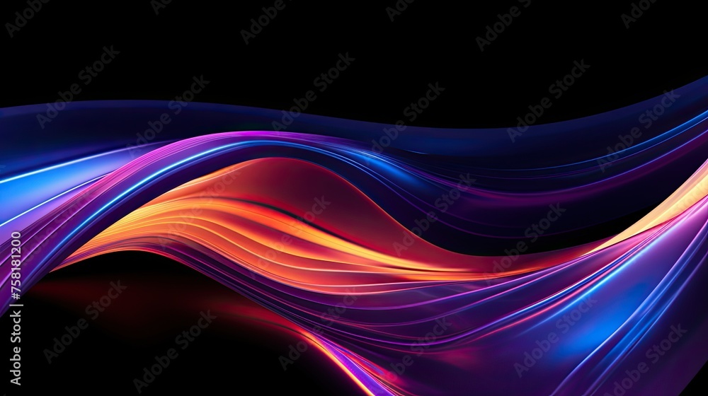 Poster neon curves creating an optical effect of movement