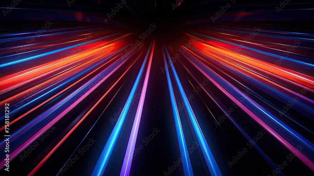Poster neon lines creating an optical effect of movement
