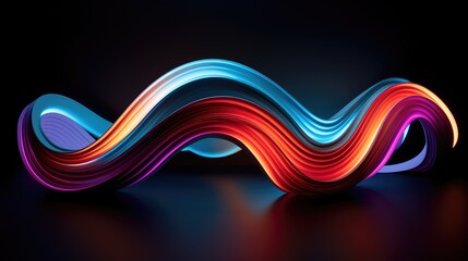Neon curves forming three dimensional compositions