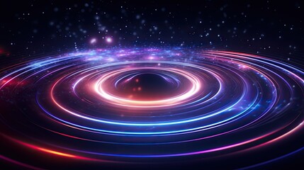 Neon lines and circles creating a cosmic ripple effect