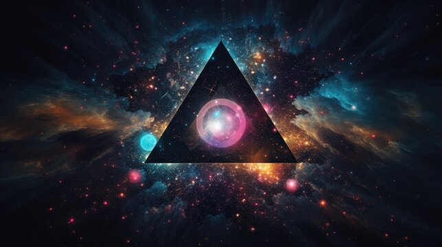 Neon circles and triangles in the shape of a galaxy - Powered by Adobe