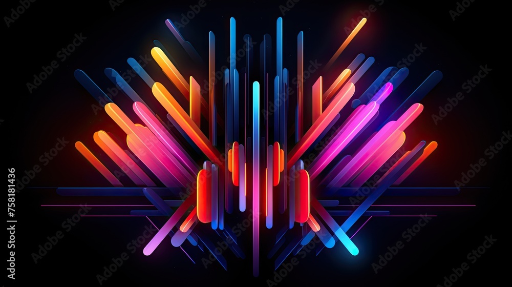 Poster neon shapes creating visual rhythm