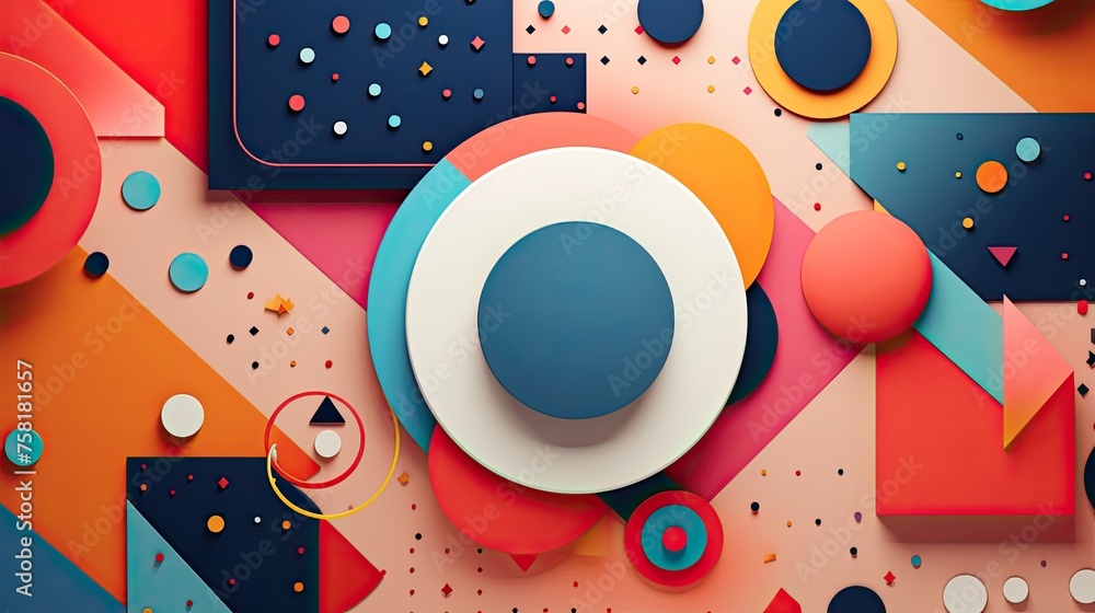 Aufkleber art pop style geometric background with a combination of abstract shapes and popular symbols