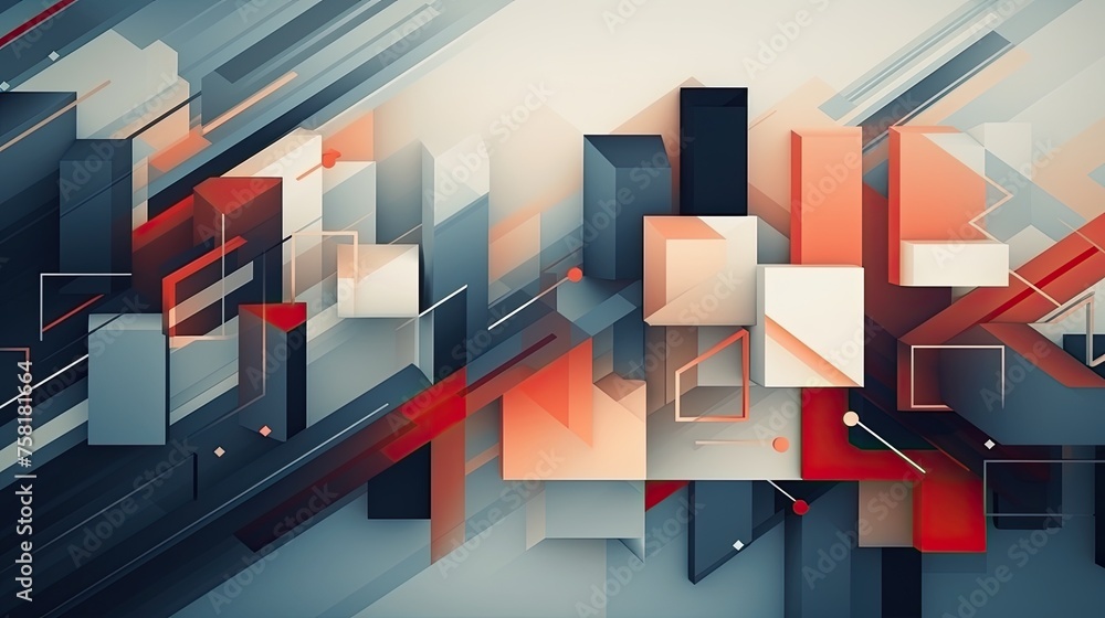 Poster geometric background in cityscape style using geometric shapes and architectural elements