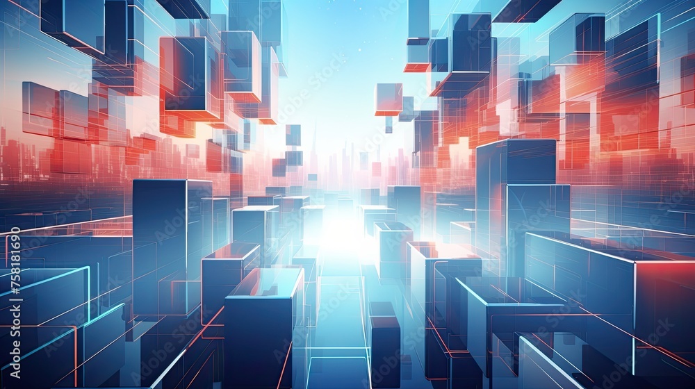 Poster geometric background in futuristic city style using geometric shapes and modern elements