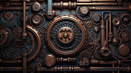Geometric background in steampunk style with the use of mechanical parts and gears