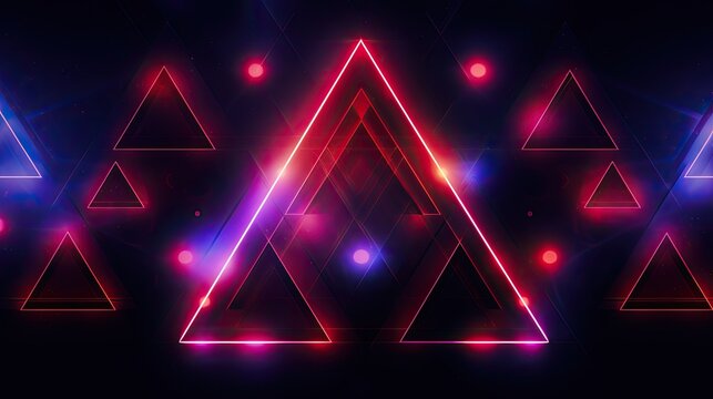 Neon triangles and circles in a digital aesthetic