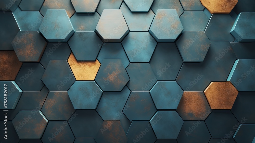 Poster geometric background with hexagon shaped elements