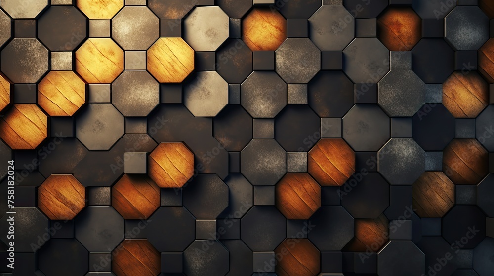 Poster geometric background with hexagon shaped elements