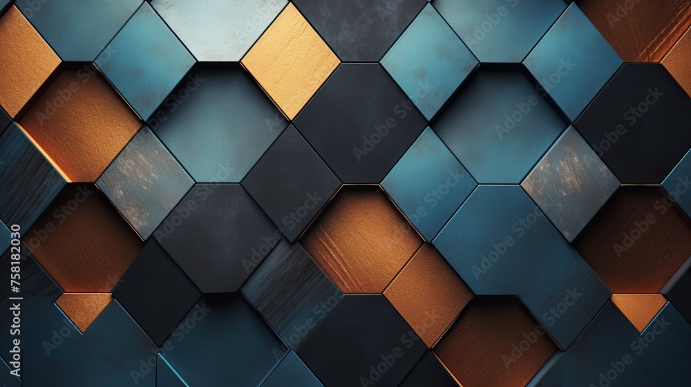 Poster geometric background with hexagon shaped elements