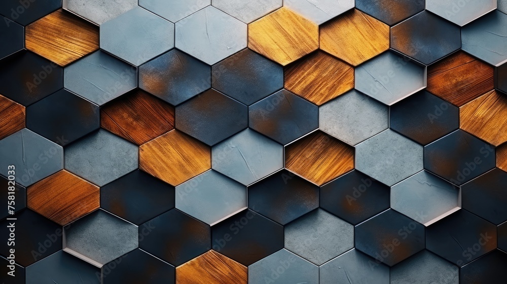 Poster geometric background with hexagon shaped elements