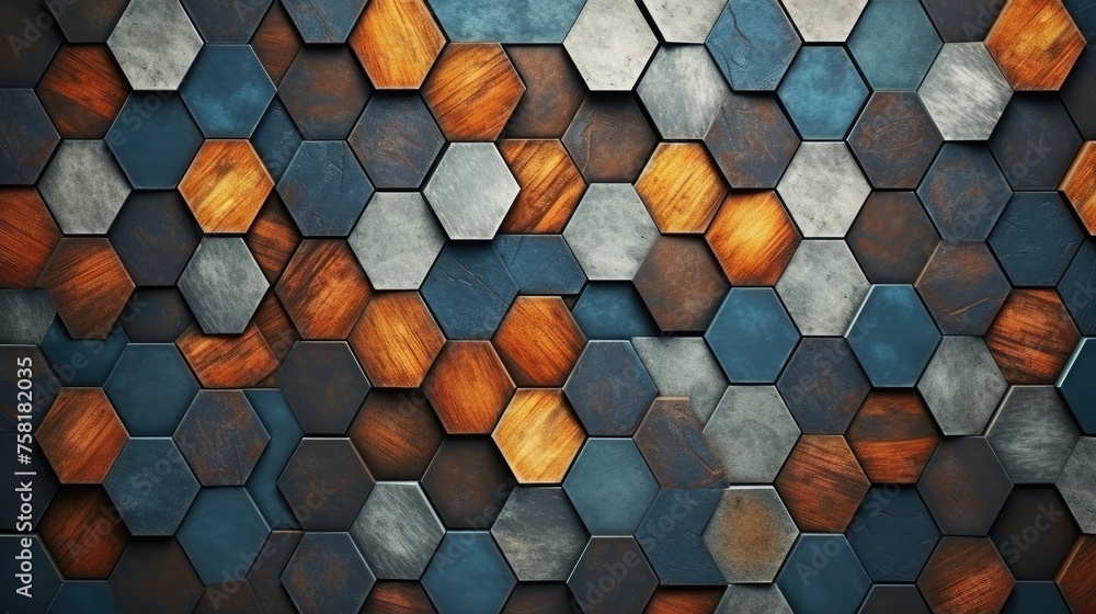 Poster geometric background with hexagon shaped elements