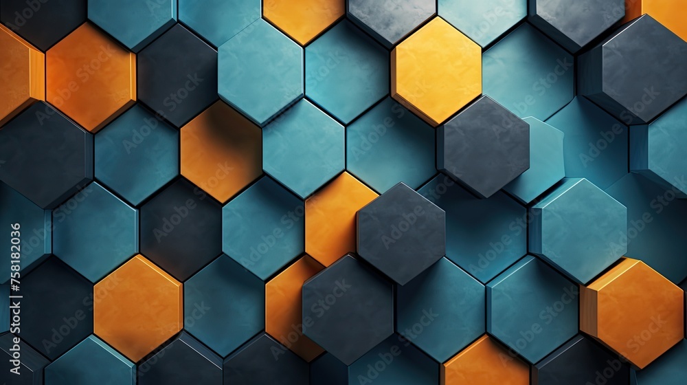 Poster geometric background with hexagon shaped elements