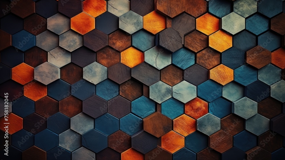 Poster geometric background with hexagon shaped elements