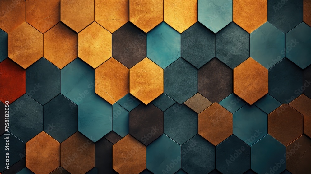 Poster geometric background with hexagon shaped elements