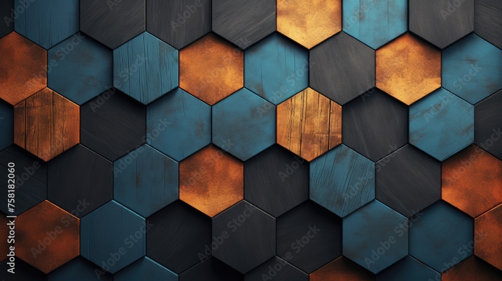 Poster geometric background with hexagon shaped elements