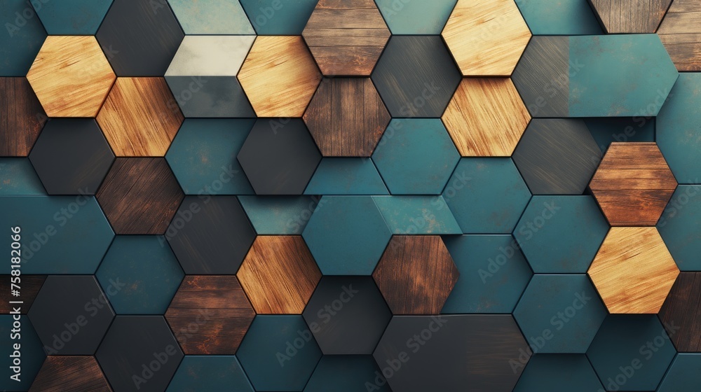Poster geometric background with hexagon shaped elements