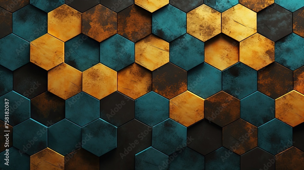 Poster geometric background with honeycomb patterns