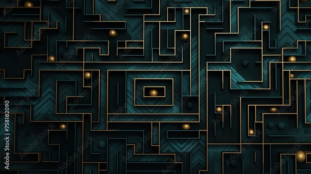 Poster geometric background with maze patterns