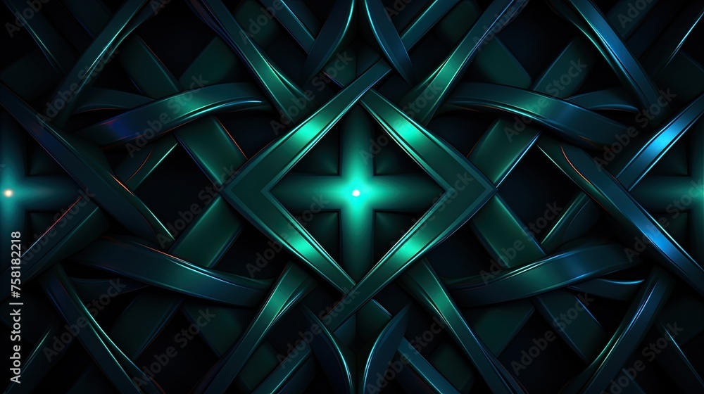 Poster geometric background with neon curves and loops